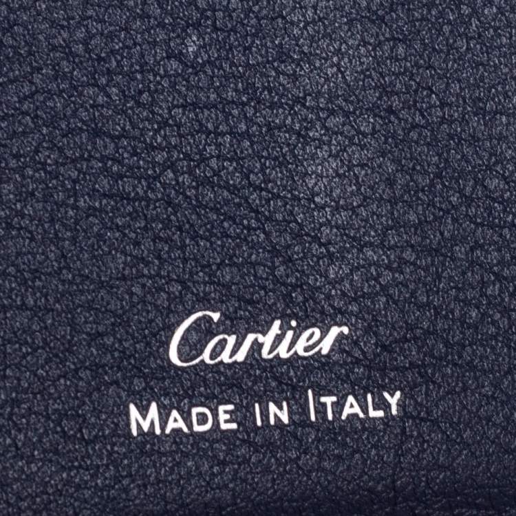 Pre Owned Cartier Blue Leather Must De Cartier Card Holder