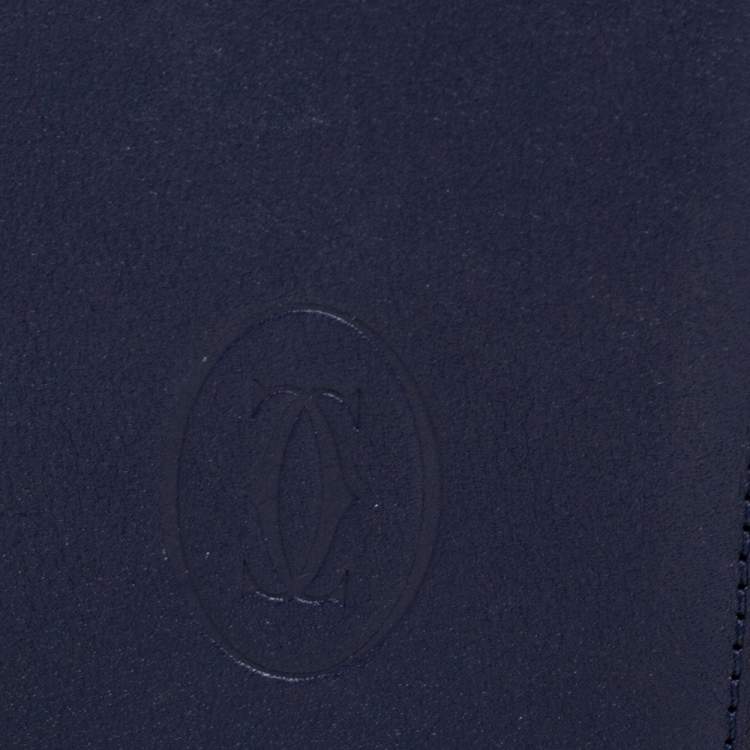 Pre Owned Cartier Blue Leather Must De Cartier Card Holder