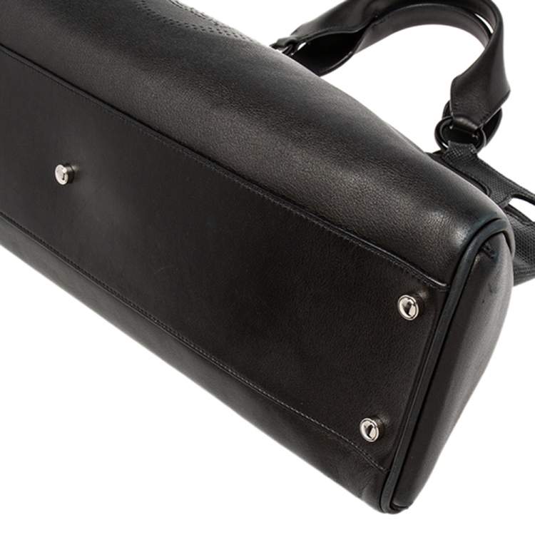 Pre Owned Cartier Black Leather and Snakeskin Medium Marcello de Cartier Bag