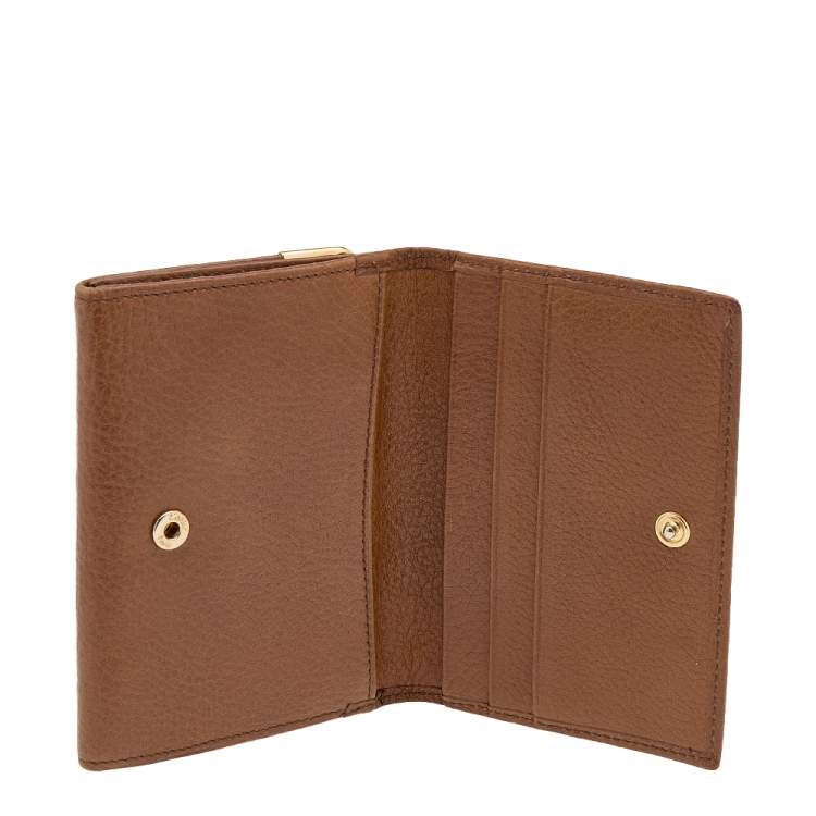 Pre Owned Cartier Tan Leather Marcello de Cartier Trifold Wallet