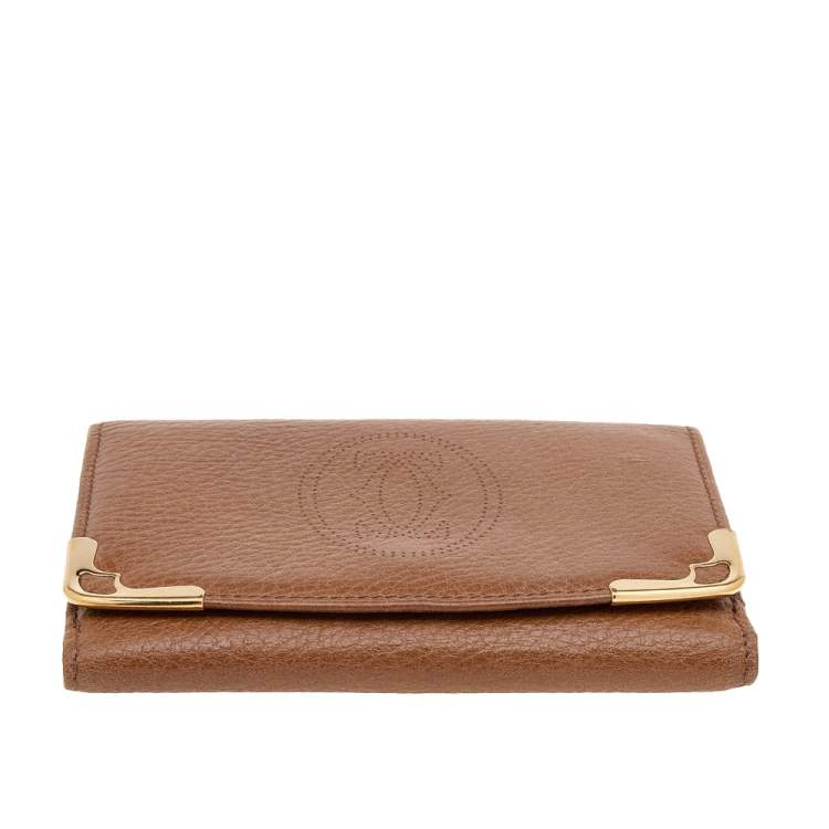 Pre Owned Cartier Tan Leather Marcello de Cartier Trifold Wallet