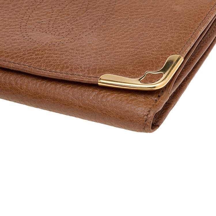 Pre Owned Cartier Tan Leather Marcello de Cartier Trifold Wallet