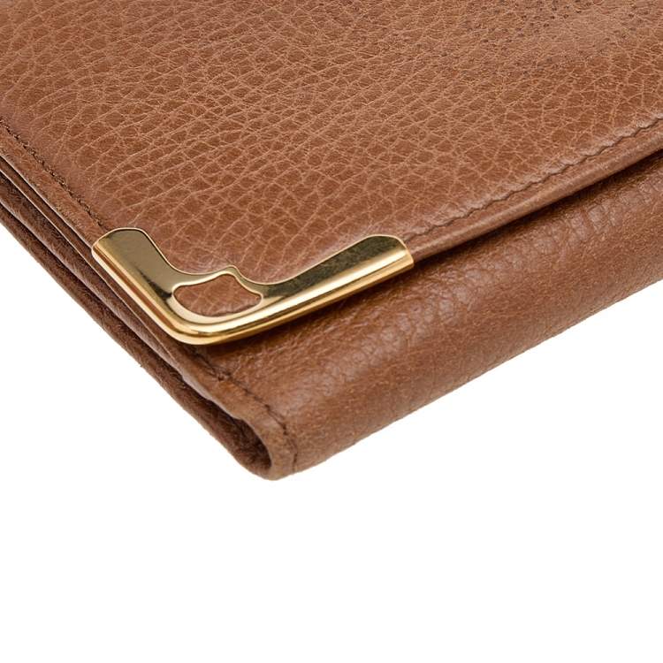 Pre Owned Cartier Tan Leather Marcello de Cartier Trifold Wallet