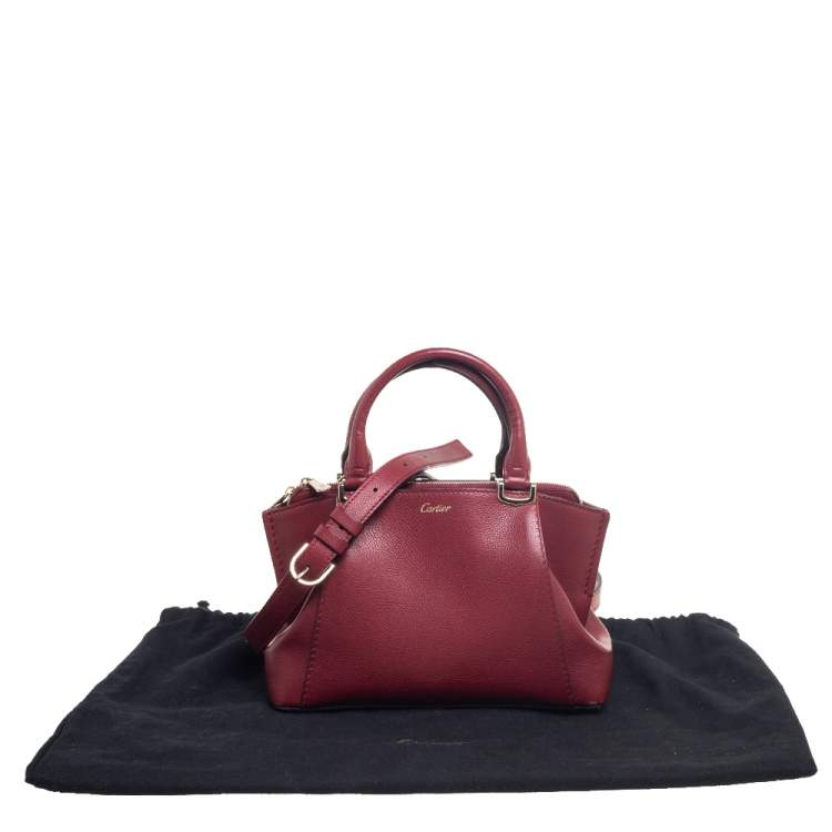 Pre Owned Cartier Burgundy Leather Mini C De Cartier Satchel