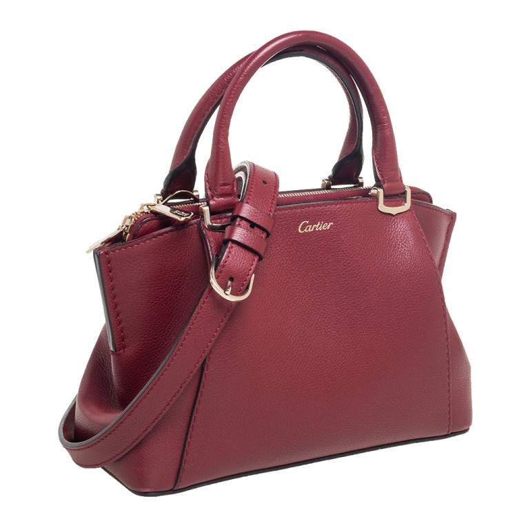 Pre Owned Cartier Burgundy Leather Mini C De Cartier Satchel