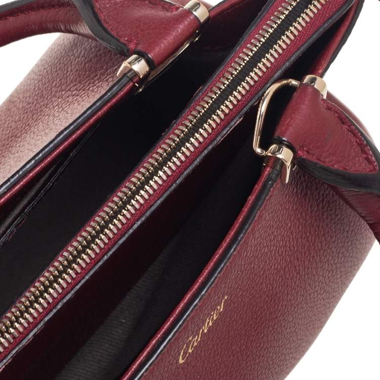 Pre Owned Cartier Burgundy Leather Mini C De Cartier Satchel