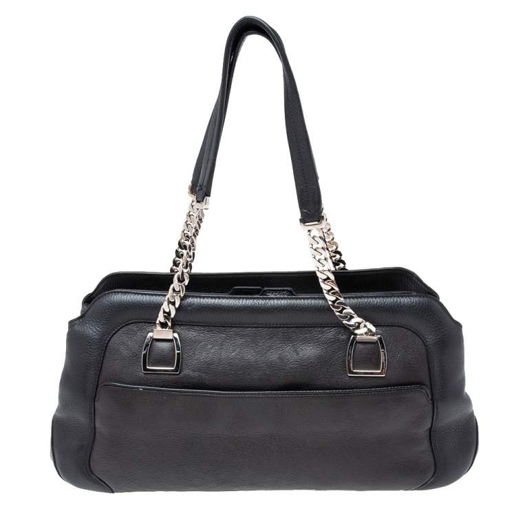Pre Owned Cartier Black Leather La Dona Shoulder Bag
