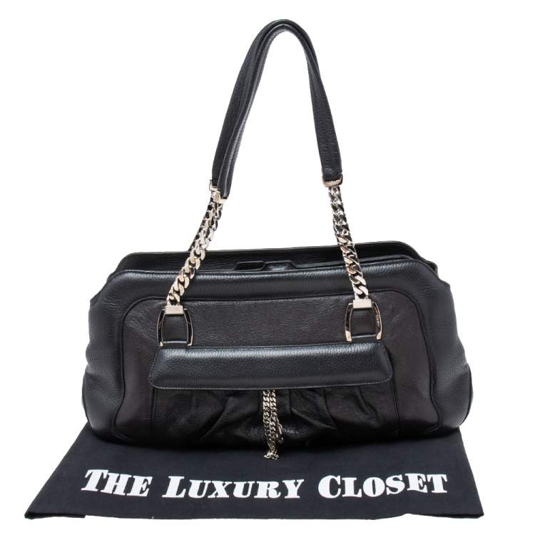 Pre Owned Cartier Black Leather La Dona Shoulder Bag