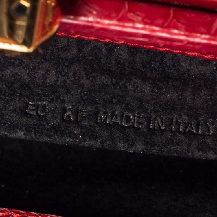 Pre Owned Cartier Red Patent Leather Frame Chain Clutch