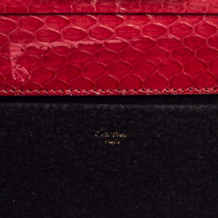 Pre Owned Cartier Red Patent Leather Frame Chain Clutch