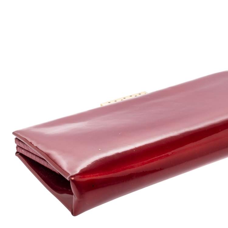 Pre Owned Cartier Red Patent Leather Frame Chain Clutch