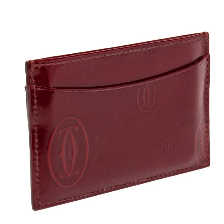 Pre Owned Cartier Red Patent Leather Happy Birthday Card Holder
