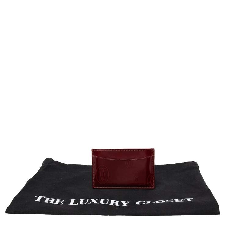 Pre Owned Cartier Red Patent Leather Happy Birthday Card Holder