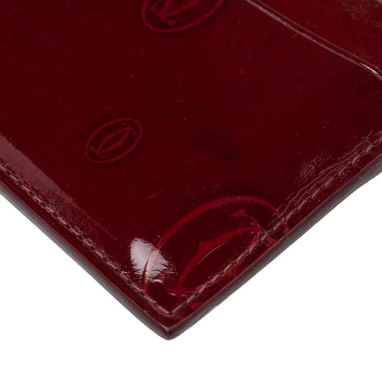 Pre Owned Cartier Red Patent Leather Happy Birthday Card Holder