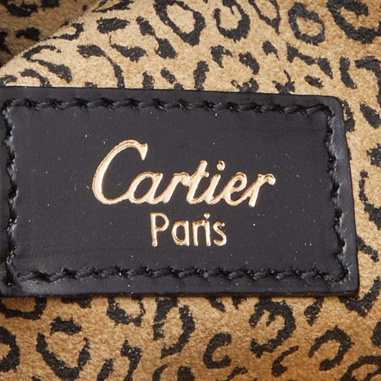 Pre Owned Cartier Black Leather Panthere Bucket Bag
