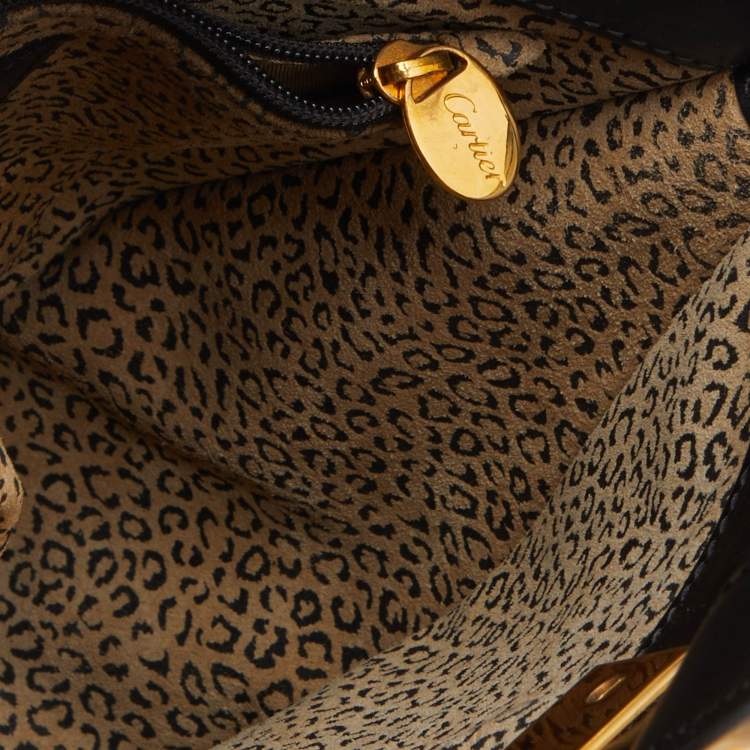 Pre Owned Cartier Black Leather Panthere Bucket Bag