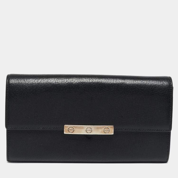 Pre Owned Cartier Black Leather Love Continental Wallet