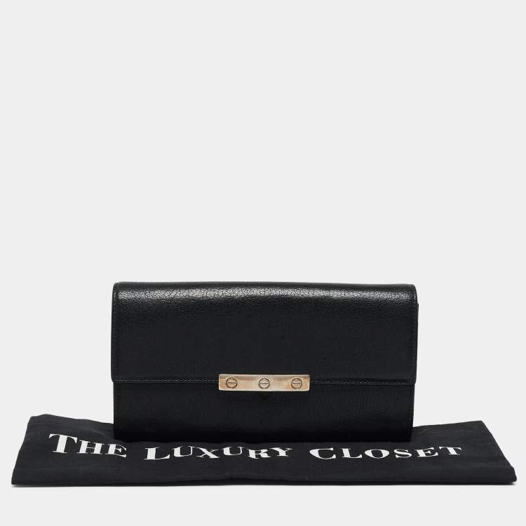 Pre Owned Cartier Black Leather Love Continental Wallet