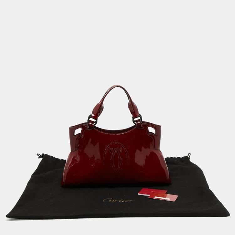 Pre Owned Cartier Dark Burgundy Patent Leather Small Marcello De Cartier Bag