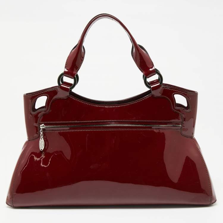 Pre Owned Cartier Dark Burgundy Patent Leather Small Marcello De Cartier Bag