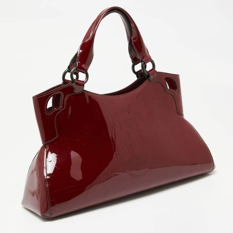 Pre Owned Cartier Dark Burgundy Patent Leather Small Marcello De Cartier Bag