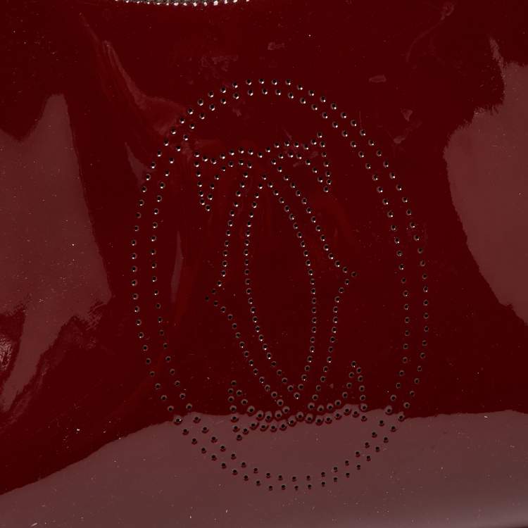 Pre Owned Cartier Dark Burgundy Patent Leather Small Marcello De Cartier Bag