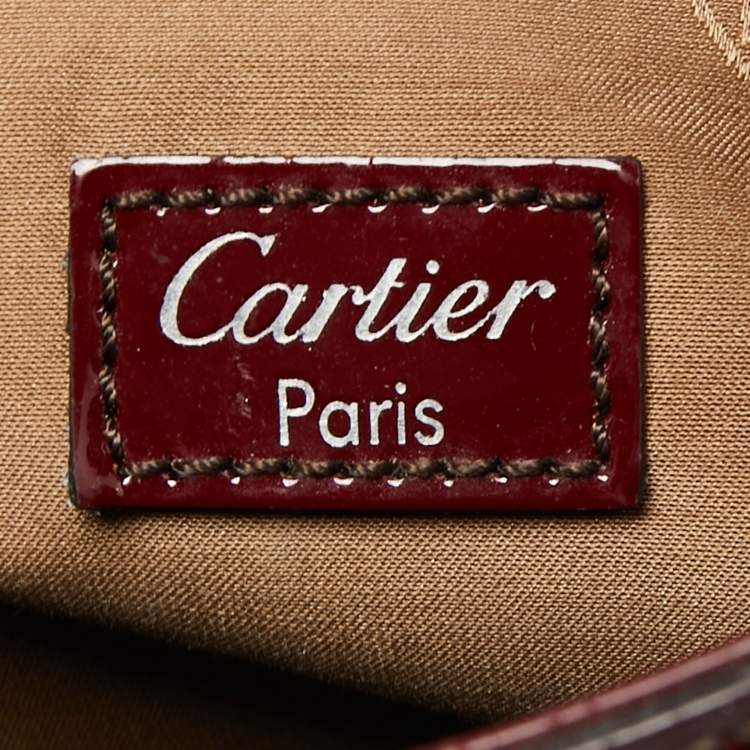 Pre Owned Cartier Dark Burgundy Patent Leather Small Marcello De Cartier Bag