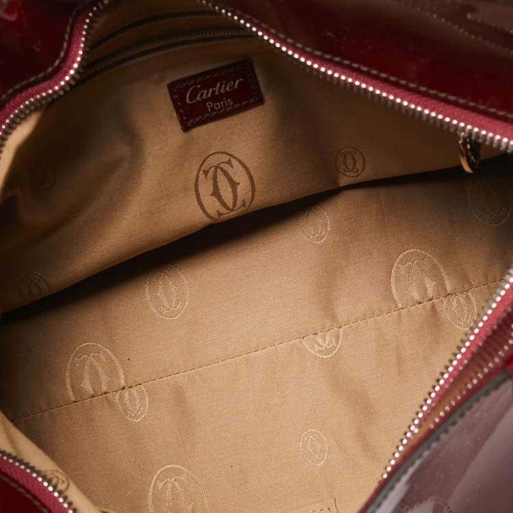 Pre Owned Cartier Dark Burgundy Patent Leather Small Marcello De Cartier Bag