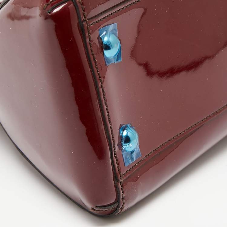 Pre Owned Cartier Dark Burgundy Patent Leather Small Marcello De Cartier Bag
