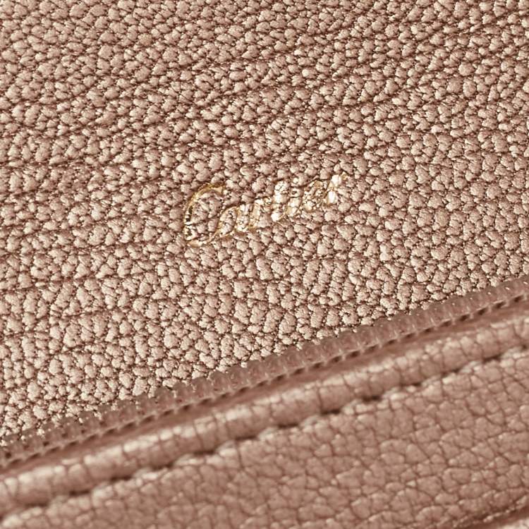 مملوكة مسبقًا Cartier Metallic Beige Leather Love Flap Continental Wallet