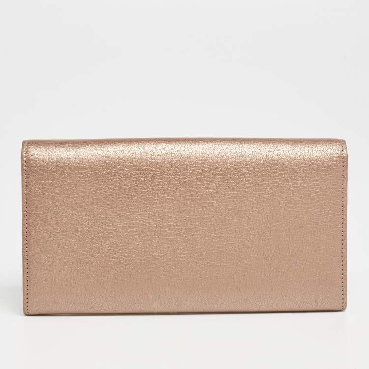 مملوكة مسبقًا Cartier Metallic Beige Leather Love Flap Continental Wallet
