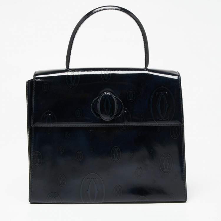 Cartier Navy Blue Patent Leather Happy Birthday Top Handle Bag Cartier ...