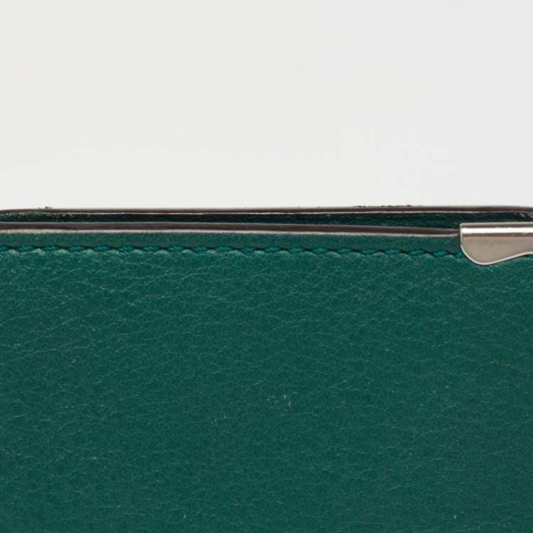 Pre Owned Cartier Green Leather Must De Cartier Card Holder