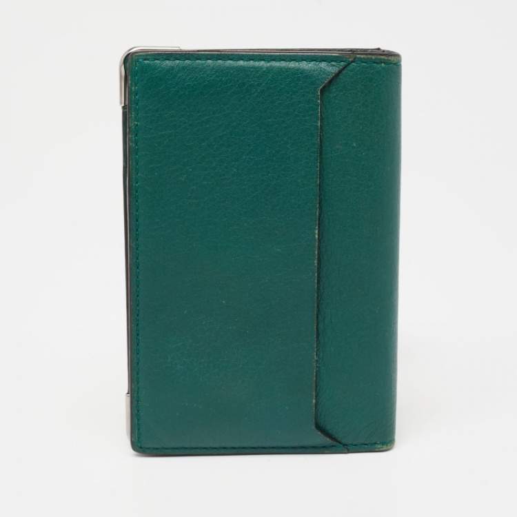 Pre Owned Cartier Green Leather Must De Cartier Card Holder