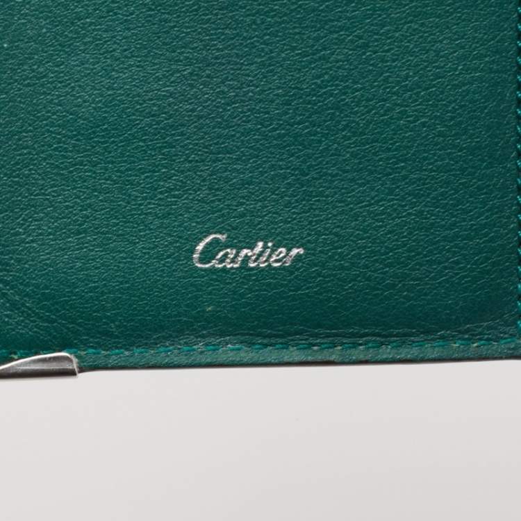 Pre Owned Cartier Green Leather Must De Cartier Card Holder