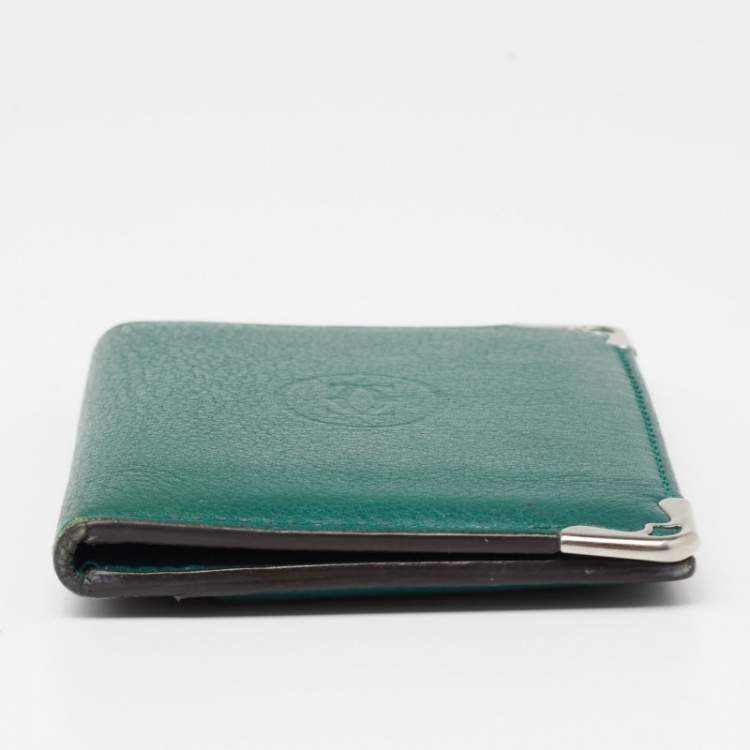 Pre Owned Cartier Green Leather Must De Cartier Card Holder