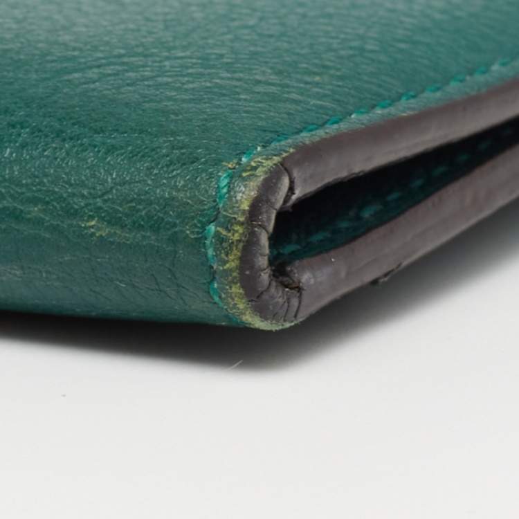 Pre Owned Cartier Green Leather Must De Cartier Card Holder
