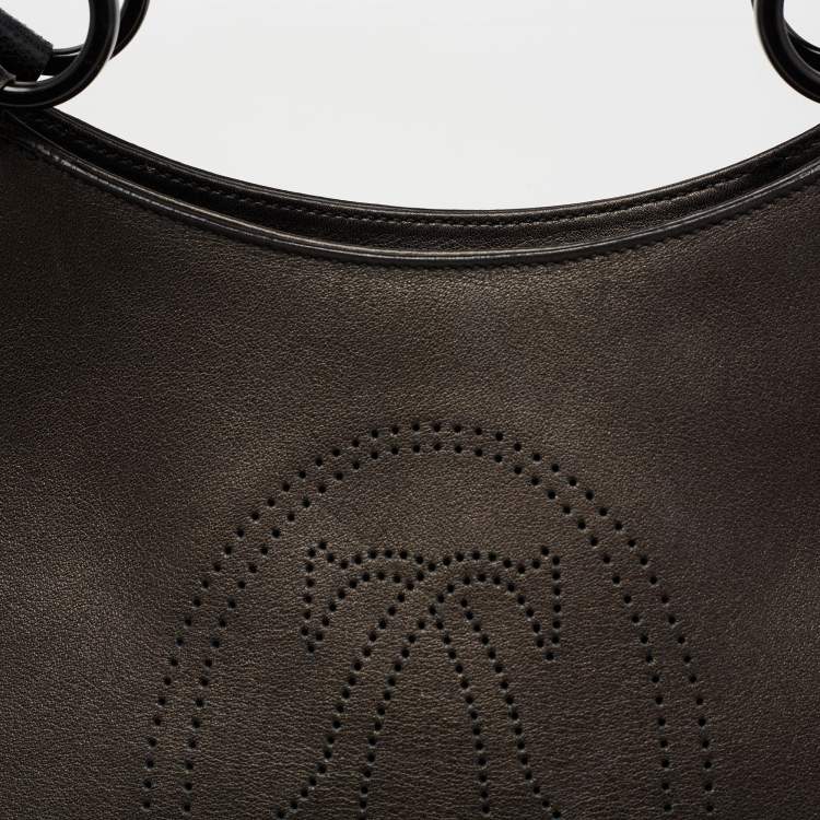 Pre Owned Cartier Black/Metallic Graphite Karung And Leather Medium Marcello de Cartier Bag