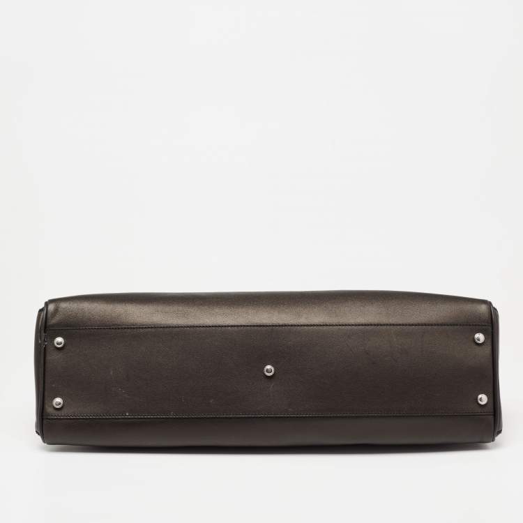 Pre Owned Cartier Black/Metallic Graphite Karung And Leather Medium Marcello de Cartier Bag