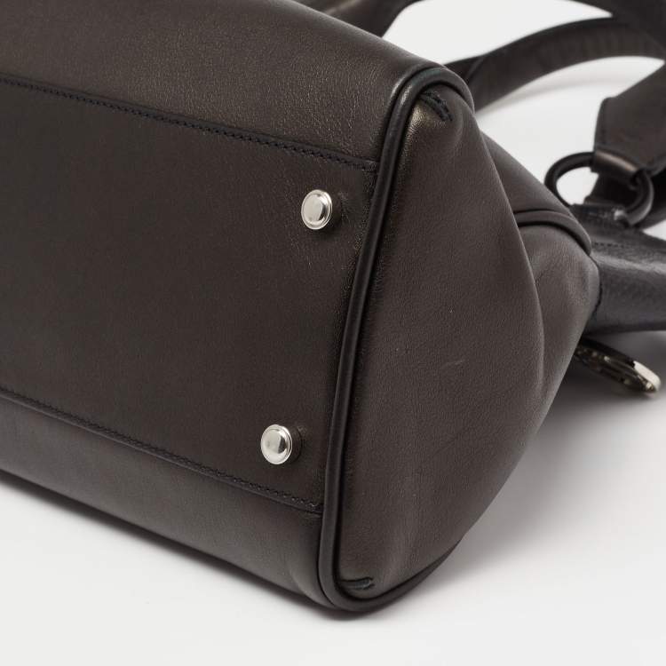 Pre Owned Cartier Black/Metallic Graphite Karung And Leather Medium Marcello de Cartier Bag