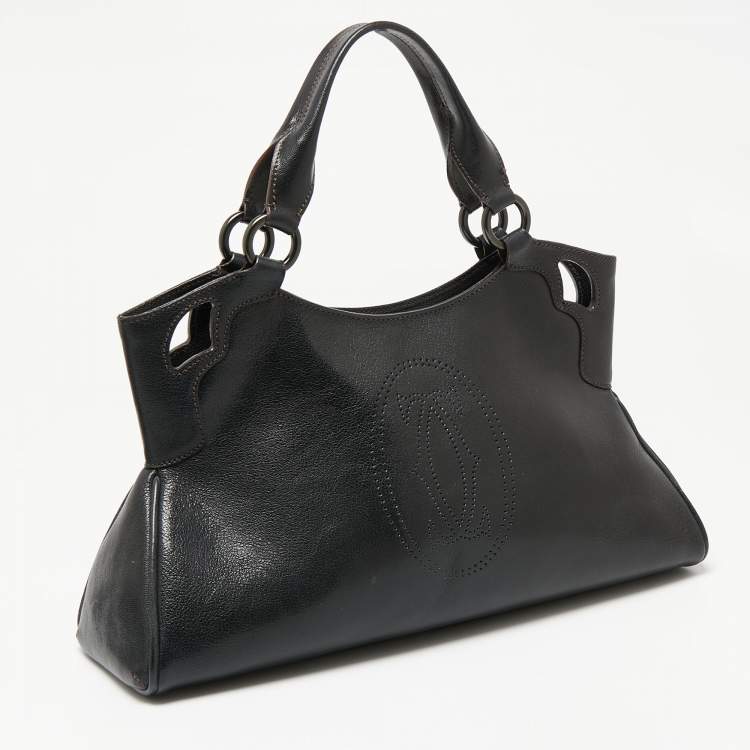 Pre Owned Cartier Black Leather Marcello de Cartier Bag