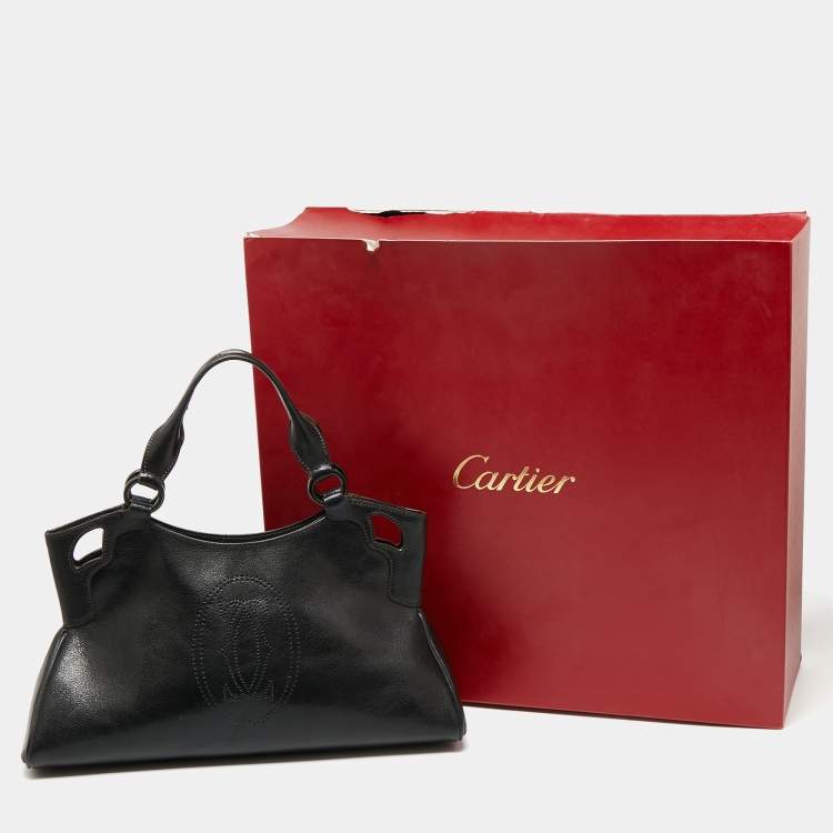 Pre Owned Cartier Black Leather Marcello de Cartier Bag