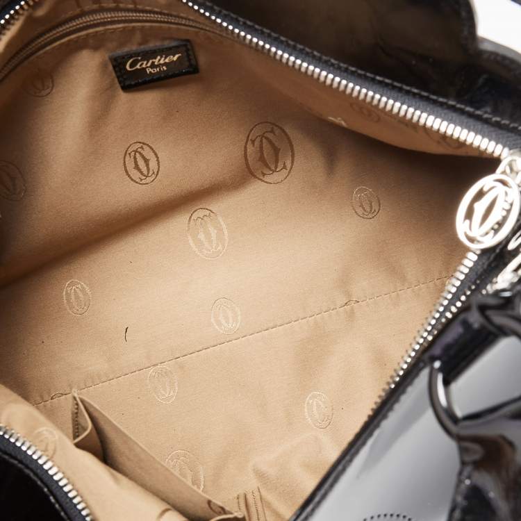 Pre Owned Cartier Red Black Patent Leather Marcello de Cartier Bag