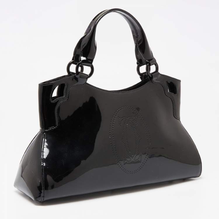 Pre Owned Cartier Red Black Patent Leather Marcello de Cartier Bag