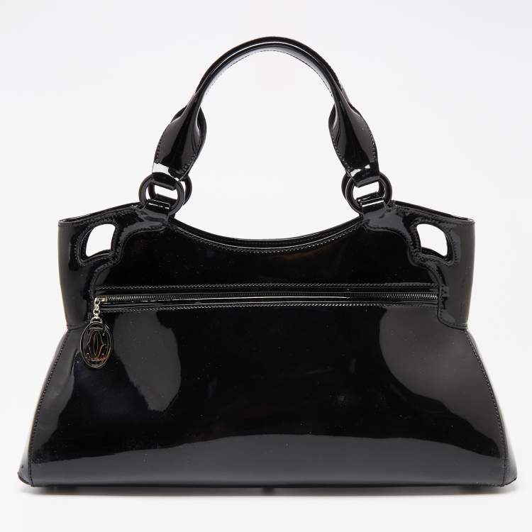 Pre Owned Cartier Red Black Patent Leather Marcello de Cartier Bag