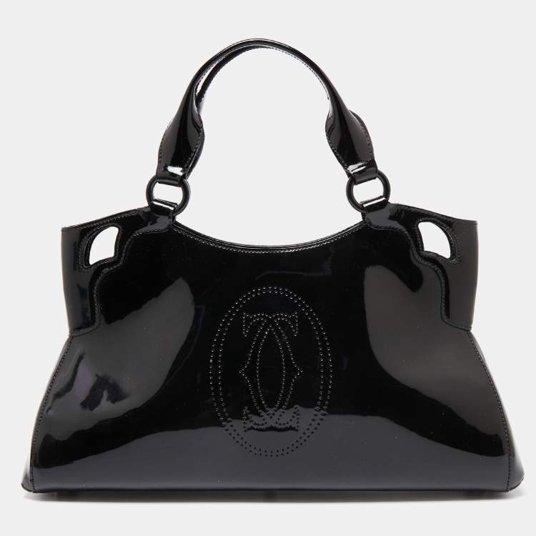 Pre Owned Cartier Red Black Patent Leather Marcello de Cartier Bag