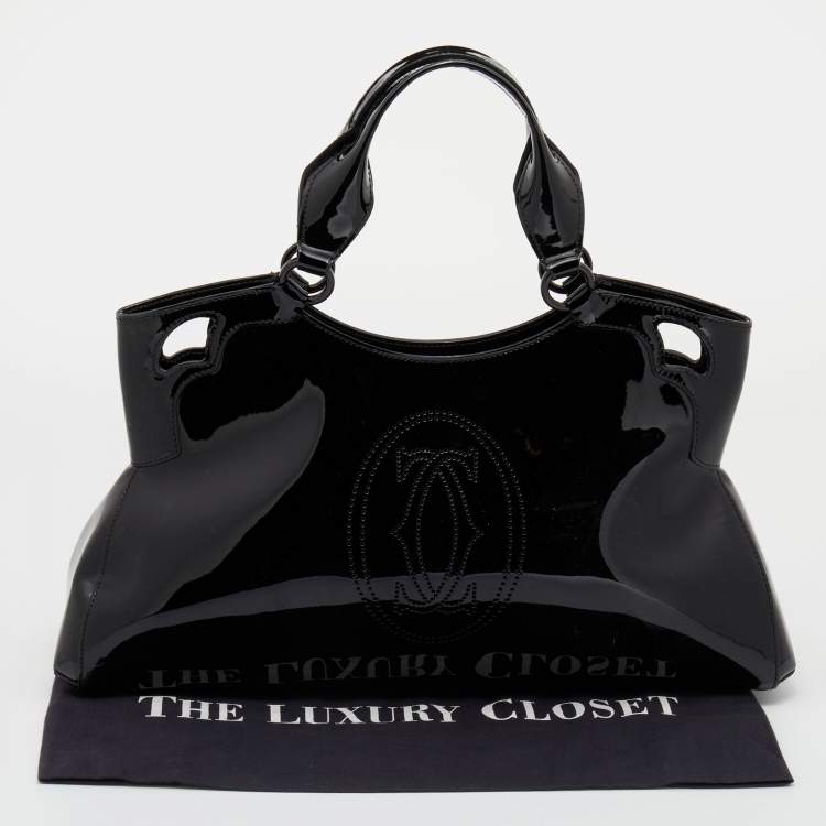 Pre Owned Cartier Black Patent Leather Large Marcello de Cartier Bag