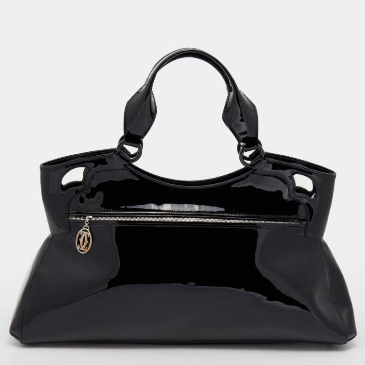 Pre Owned Cartier Black Patent Leather Large Marcello de Cartier Bag
