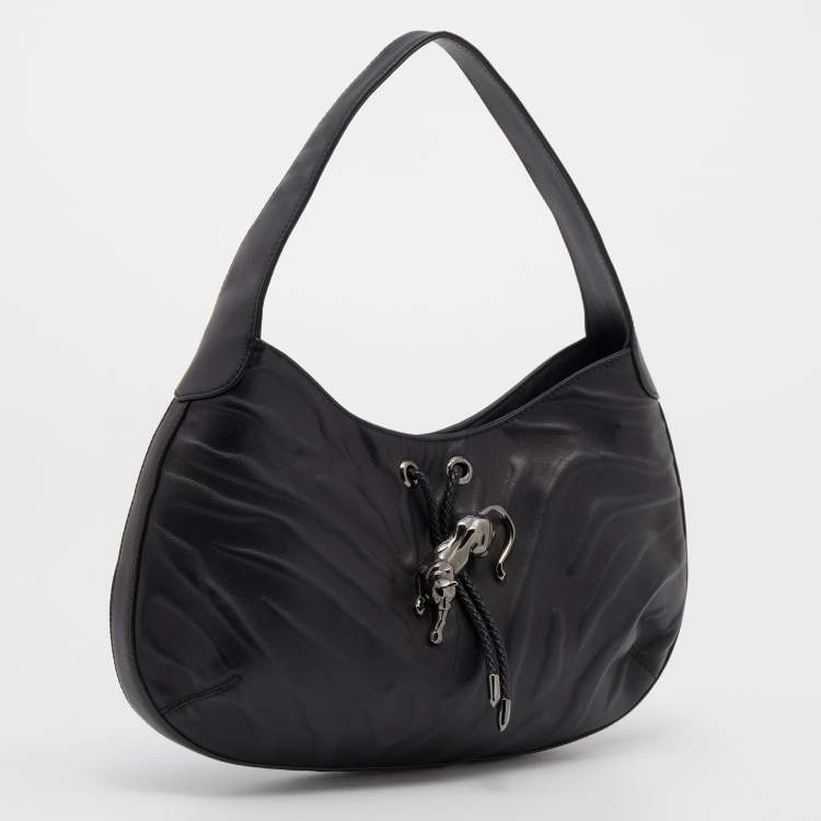 Pre Owned Cartier Black Leather Small Panthere de Cartier Bag