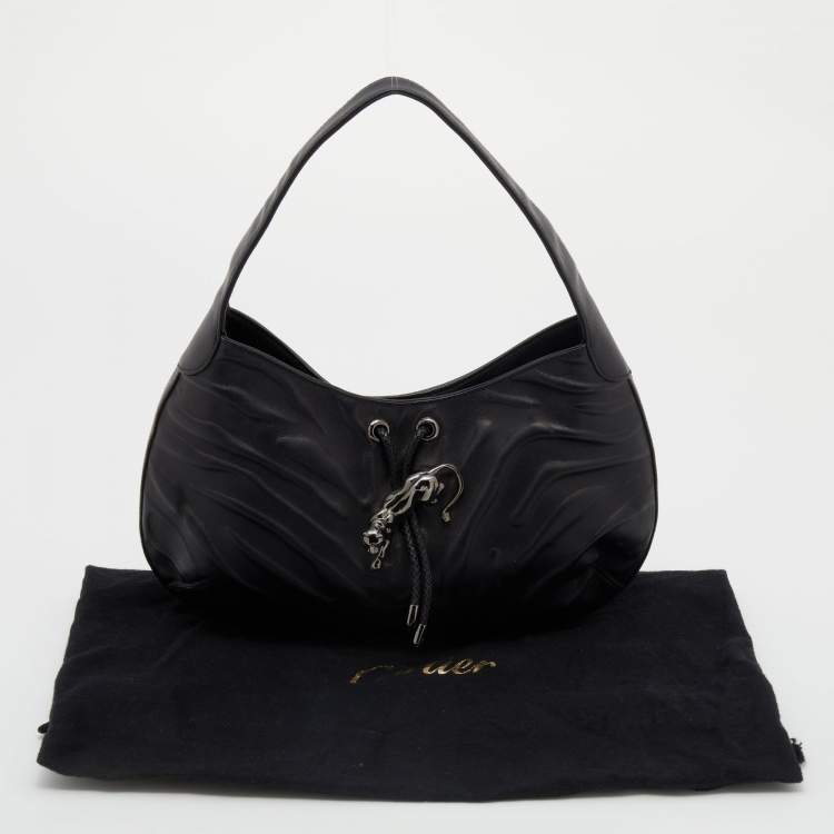 Pre Owned Cartier Black Leather Small Panthere de Cartier Bag